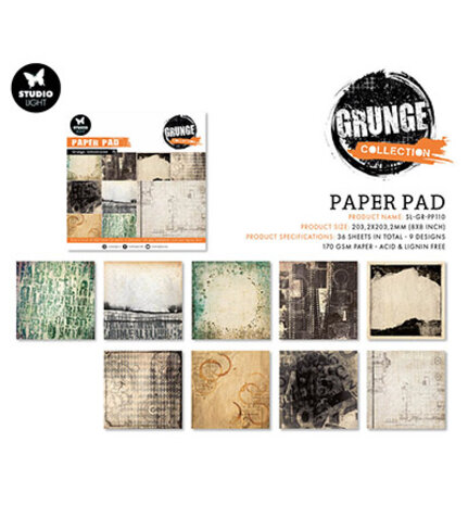 Studio Light Grunge Grunge Inventions 8x8 Inch Paper Pad (SL-GR-PP110)