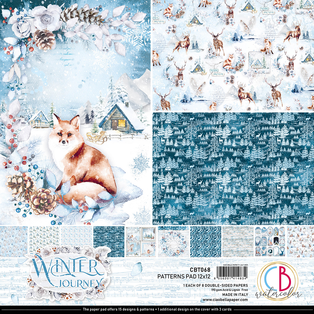 Ciao Bella Papercrafting Winter Journey 12x12 Inch Patterns Pad (CBT068) Ciao Bella Papercrafting Winter Journey 12x12 Inch Patterns Pad (CBT068)