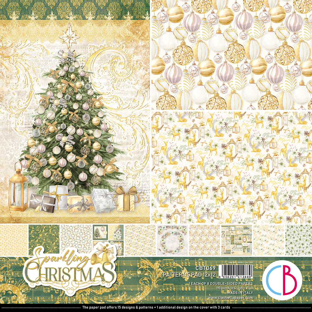 Ciao Bella Papercrafting Sparkling Christmas 12x12 Inch Patterns Pad (CBT069) Ciao Bella Papercrafting Sparkling Christmas 12x12 Inch Patterns Pad (CBT069)