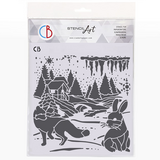 Ciao Bella Papercrafting Nordic Landscape 8x8 Inch Masking Stencil (MS8-029)