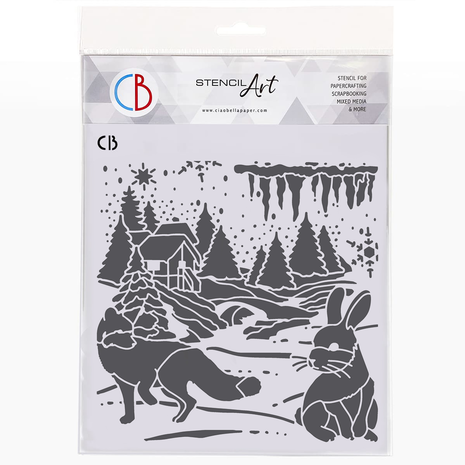 Ciao Bella Papercrafting Nordic Landscape 8x8 Inch Masking Stencil (MS8-029)