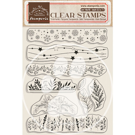 Stamperia Create Happiness Christmas Clear Stamps Borders With Leaves (WTK176) Stamperia Create Happiness Christmas Clear Stamps Borders With Leaves (WTK176)