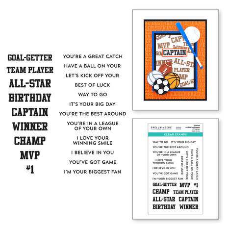 Spellbinders Game Day All-Star Sentiments Clear Stamp (STP-209)