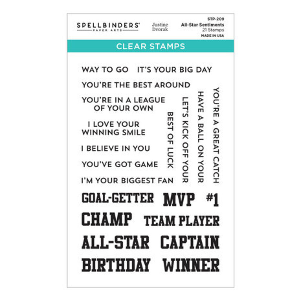 Spellbinders Game Day All-Star Sentiments Clear Stamp (STP-209)