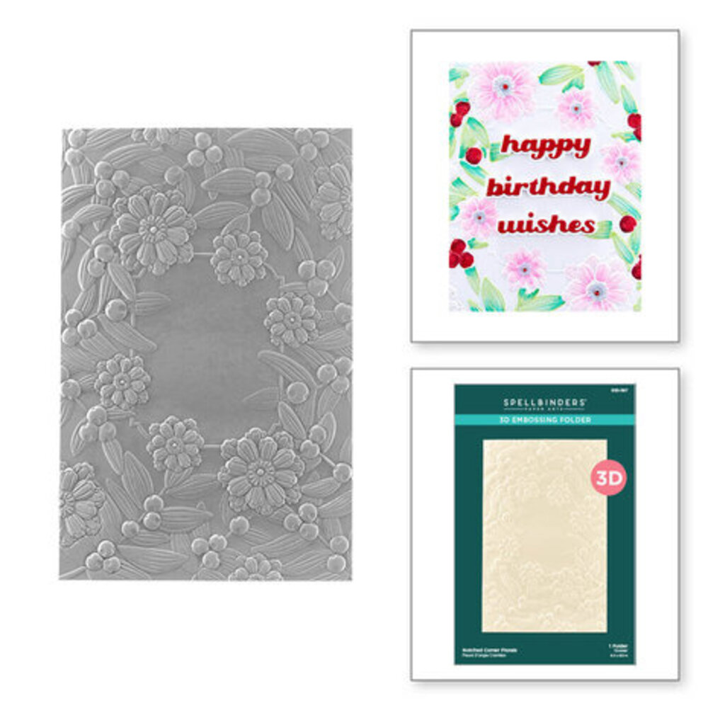 Spellbinders Sealed for Christmas Notched Corner Florals 3D Embossing Folder (E3D-067) Spellbinders Sealed for Christmas Notched Corner Florals 3D Embossing Folder (E3D-067)