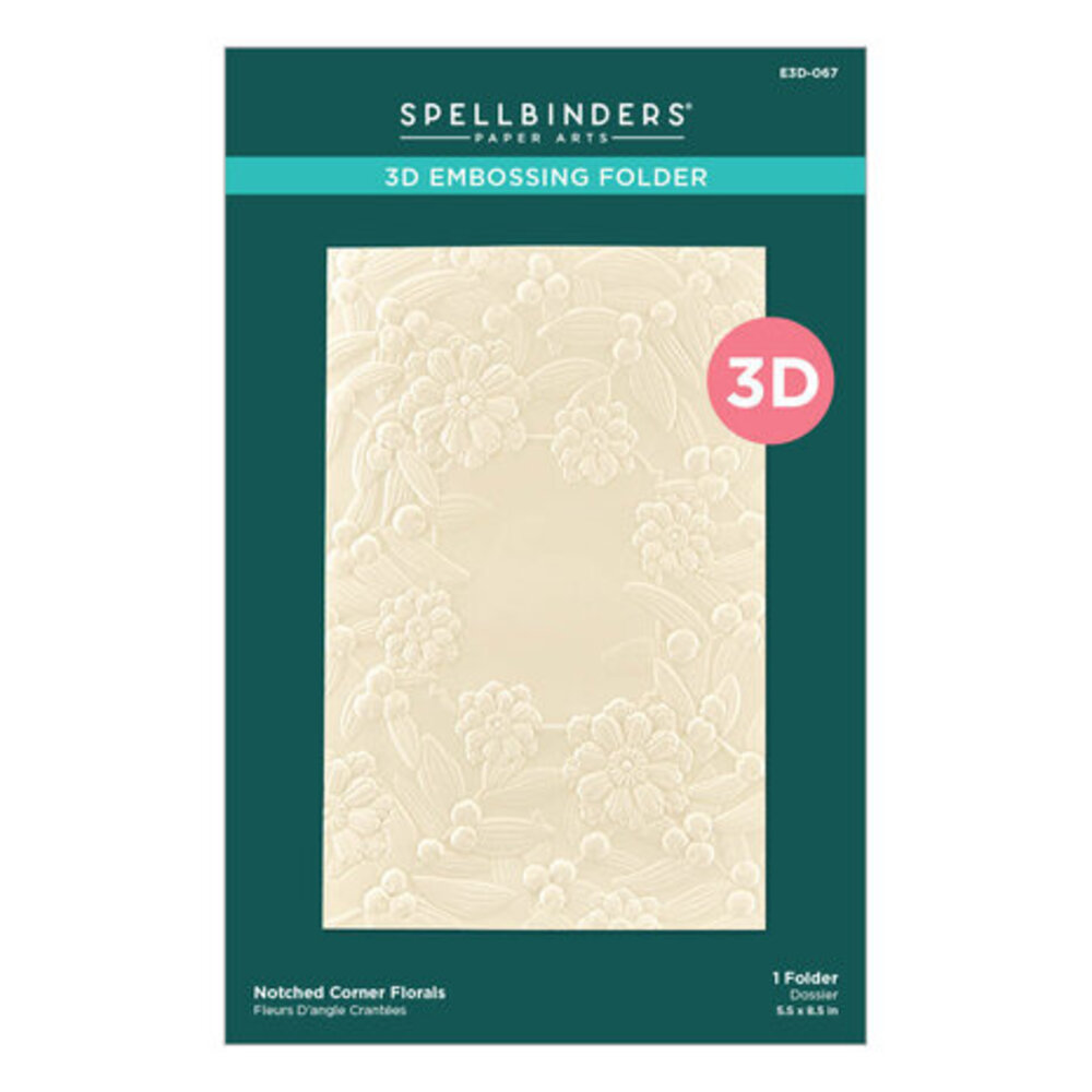 Spellbinders Sealed for Christmas Notched Corner Florals 3D Embossing Folder (E3D-067) Spellbinders Sealed for Christmas Notched Corner Florals 3D Embossing Folder (E3D-067)