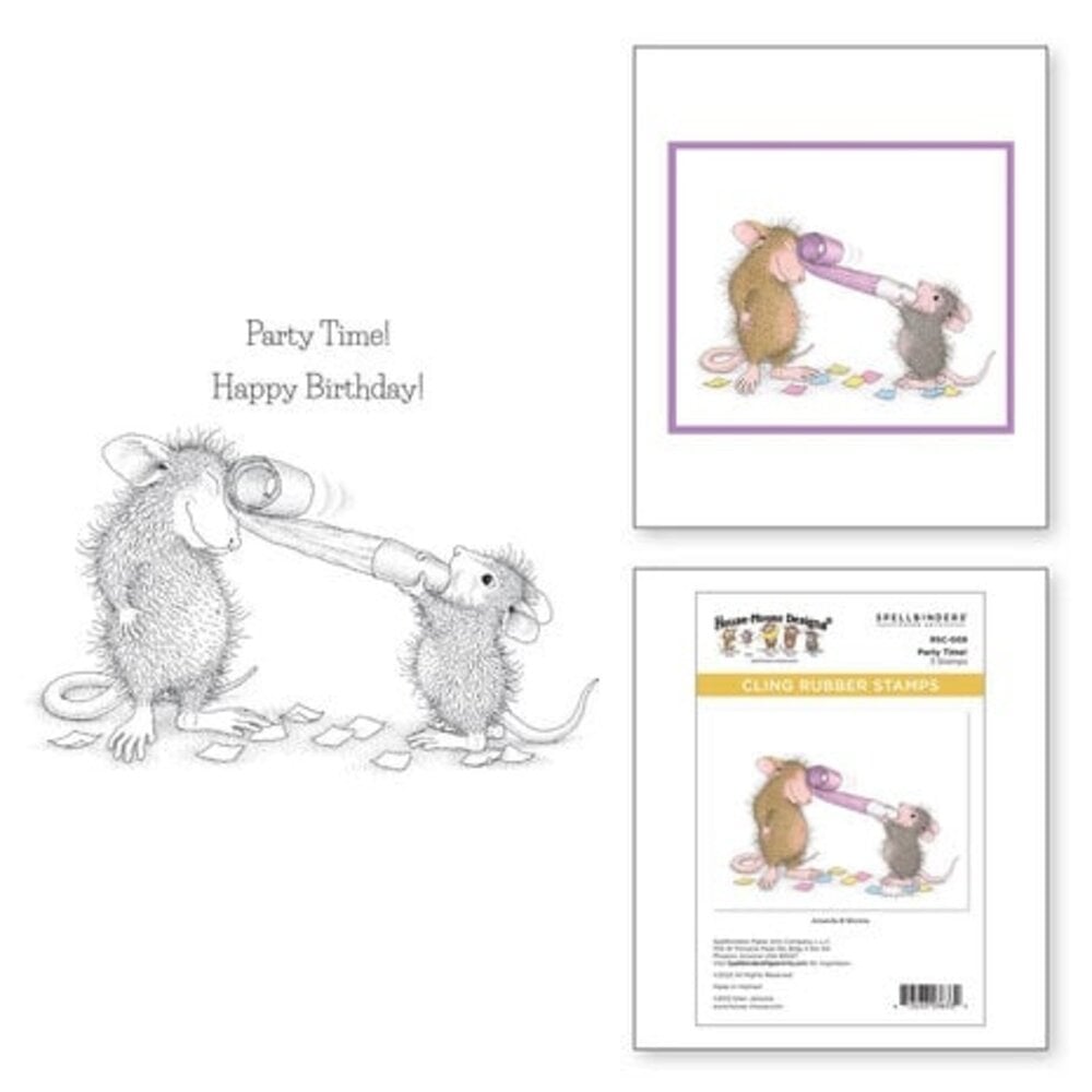 Spellbinders House-Mouse Designs Party Time! Cling Rubber Stamp (RSC-009)