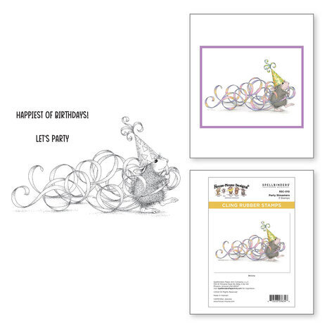 Spellbinders House-Mouse Designs Party Streamers Cling Rubber Stamp (RSC-010)