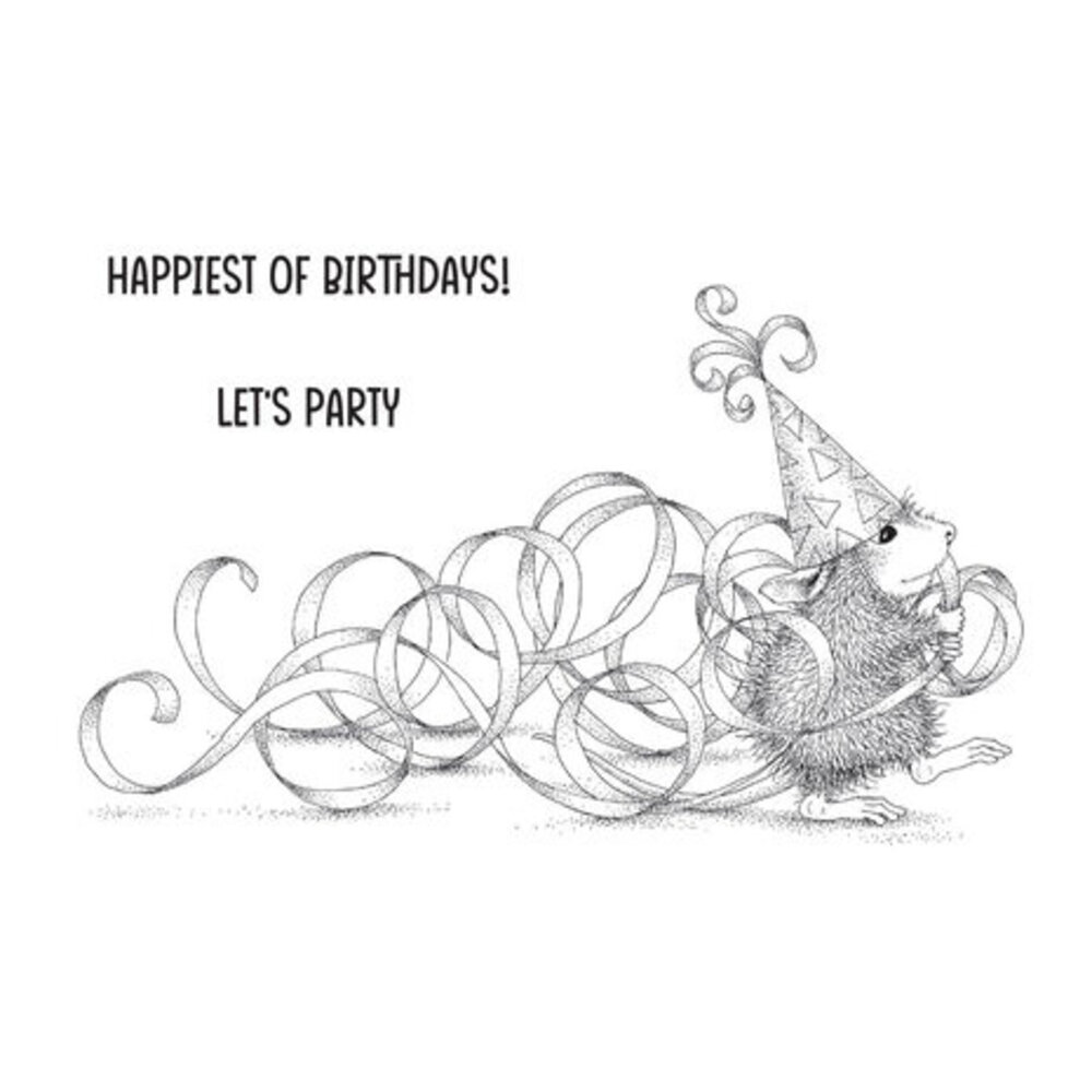 Spellbinders House-Mouse Designs Party Streamers Cling Rubber Stamp (RSC-010)