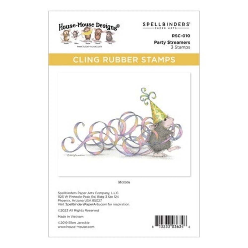 Spellbinders House-Mouse Designs Party Streamers Cling Rubber Stamp (RSC-010)