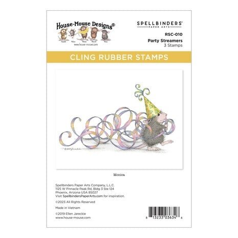 Spellbinders House-Mouse Designs Party Streamers Cling Rubber Stamp (RSC-010)