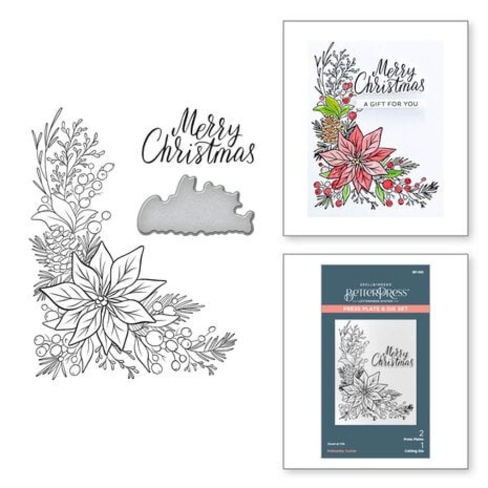 Spellbinders Poinsettia Corner Press Plate & Die Set (BP-065) Spellbinders Poinsettia Corner Press Plate & Die Set (BP-065)