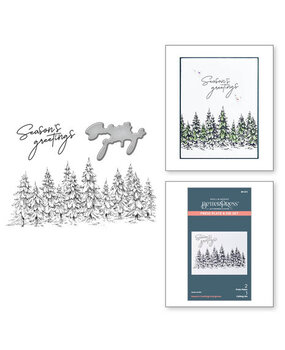 Spellbinders Seasons Greetings Evergreens Press Plate & Die Set (BP-073)