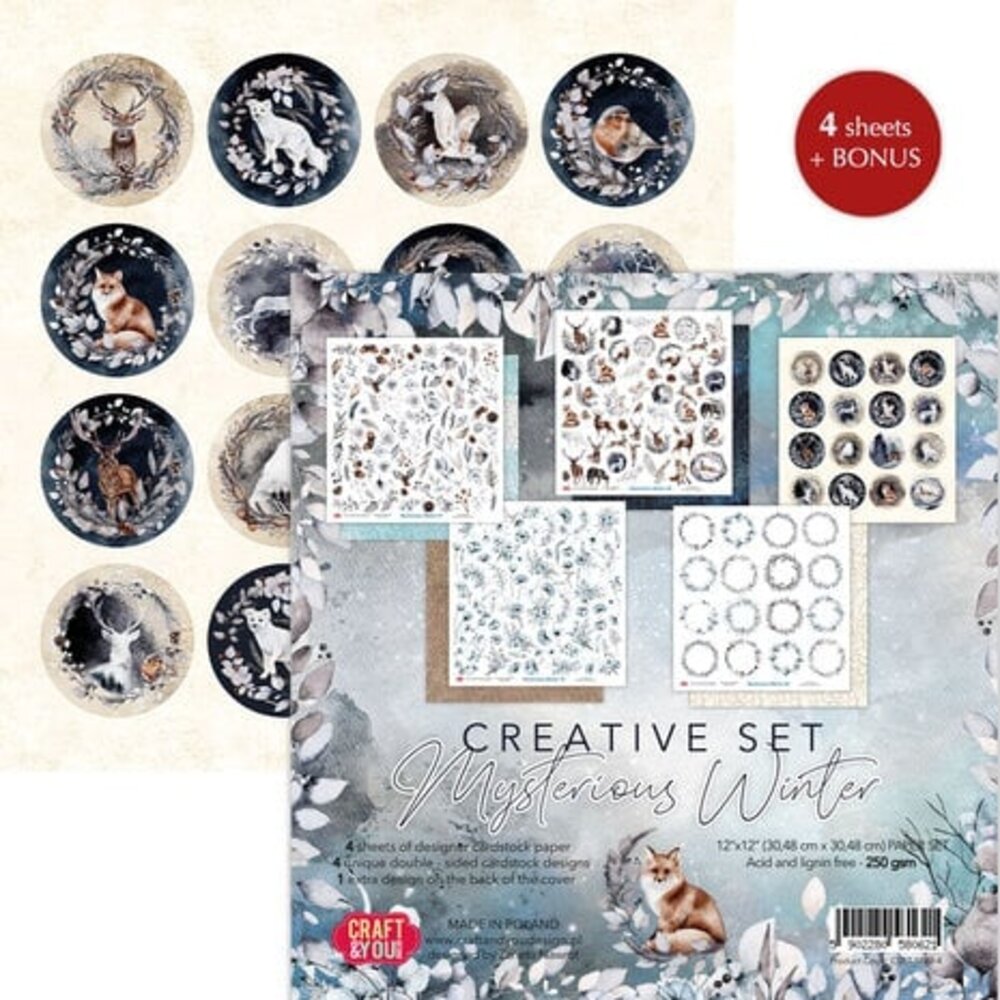 Craft & You Mysterious Winter 12x12 Inch Creative Set (4pcs) (CYD-CSET-MWI-4) Craft & You Mysterious Winter 12x12 Inch Creative Set (4pcs) (CYD-CSET-MWI-4)