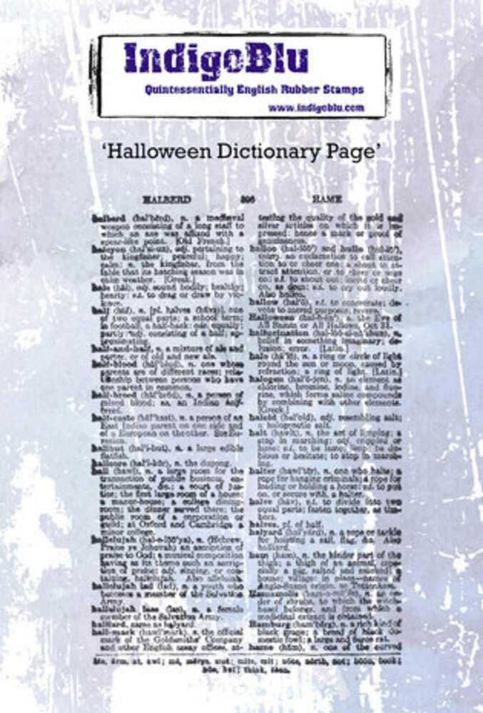 IndigoBlu Halloween Dictionary Page A6 Rubber Stamps (IND1179)