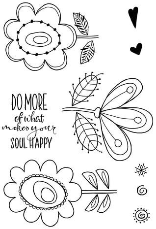 Woodware Petal Doodles Happy Soul Clear Stamps (JGS856)