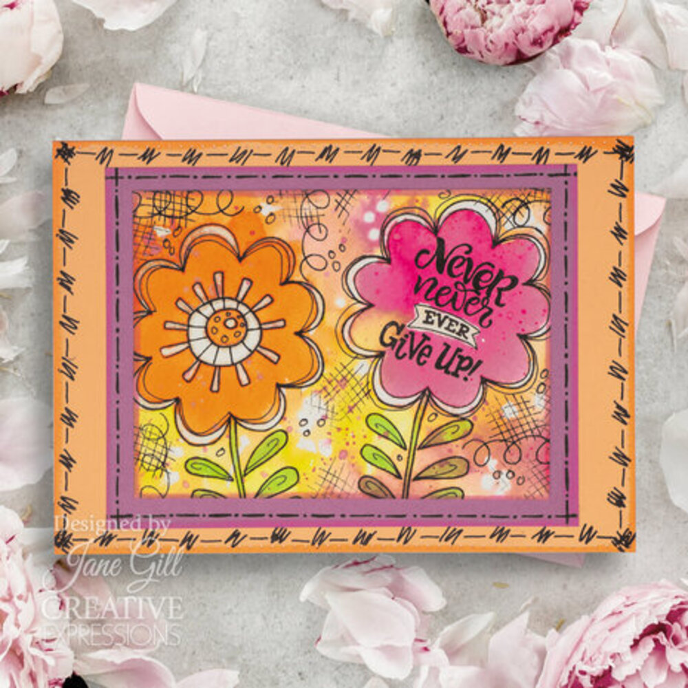 Woodware Petal Doodles Never Give Up Clear Stamps (JGS858) Woodware Petal Doodles Never Give Up Clear Stamps (JGS858)