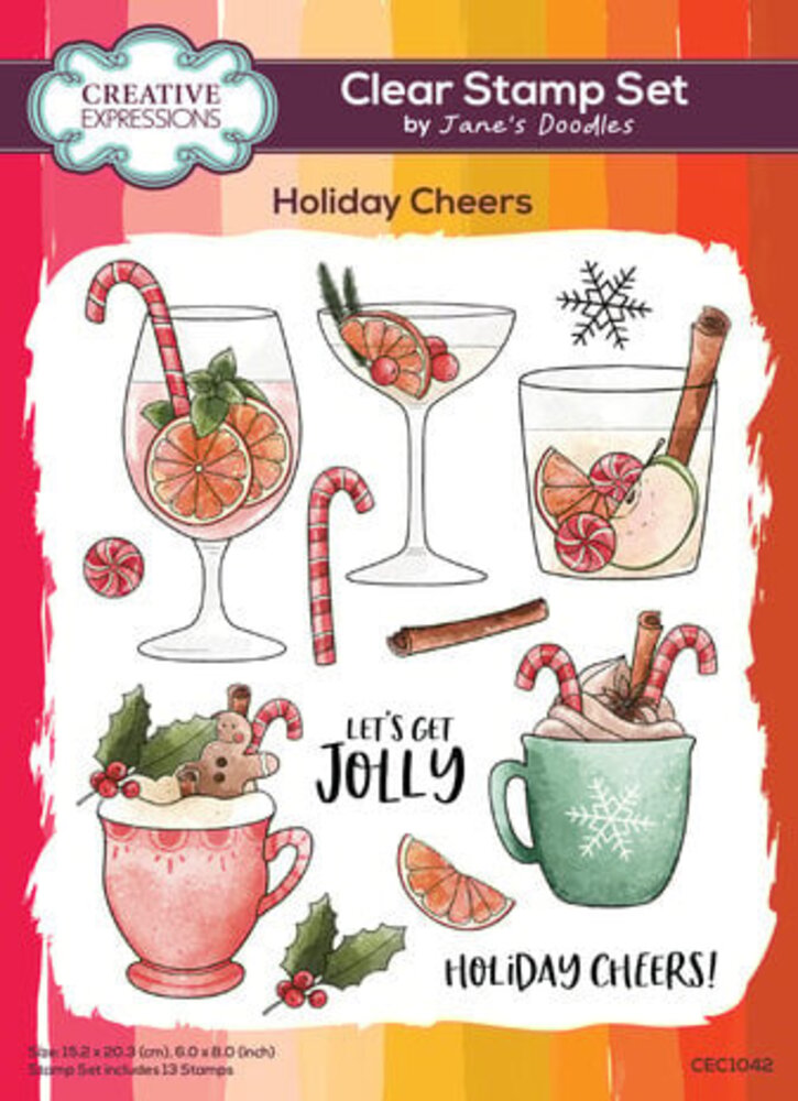 Creative Expressions Jane's Doodles Clear Stamp Set Holiday Cheers (CEC1042)