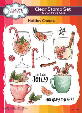 Creative Expressions Jane's Doodles Clear Stamp Set Holiday Cheers (CEC1042)