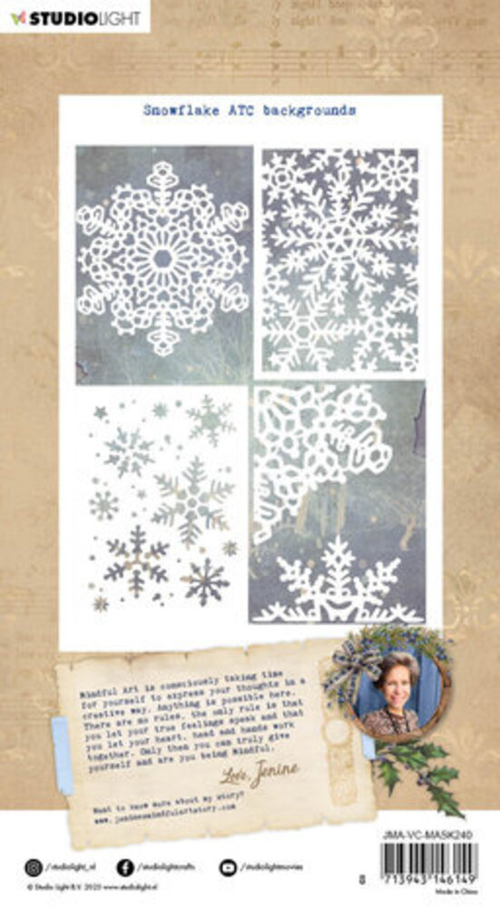 Studio Light Vintage Christmas Masking Stencil Snowflake ATC Backgrounds (JMA-VC-MASK240) Studio Light Vintage Christmas Masking Stencil Snowflake ATC Backgrounds (JMA-VC-MASK240)