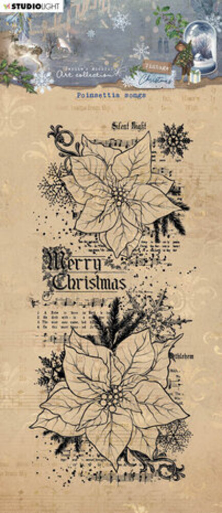 Studio Light Vintage Christmas Clear Stamp Poinsettia Songs (JMA-VC-STAMP544)