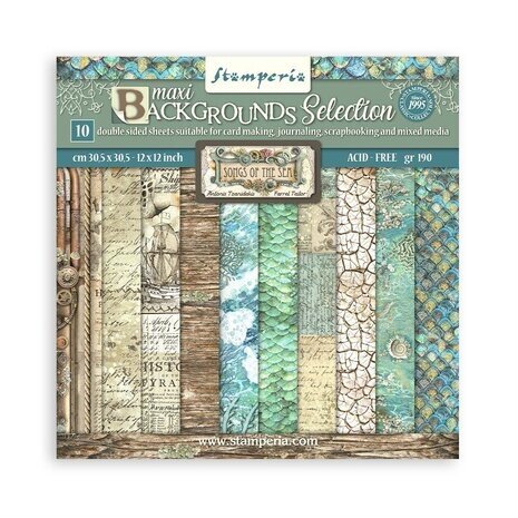 Stamperia Songs of the Sea Maxi Background 12x12 Inch Paper Pack (SBBL142) Stamperia Songs of the Sea Maxi Background 12x12 Inch Paper Pack (SBBL142)