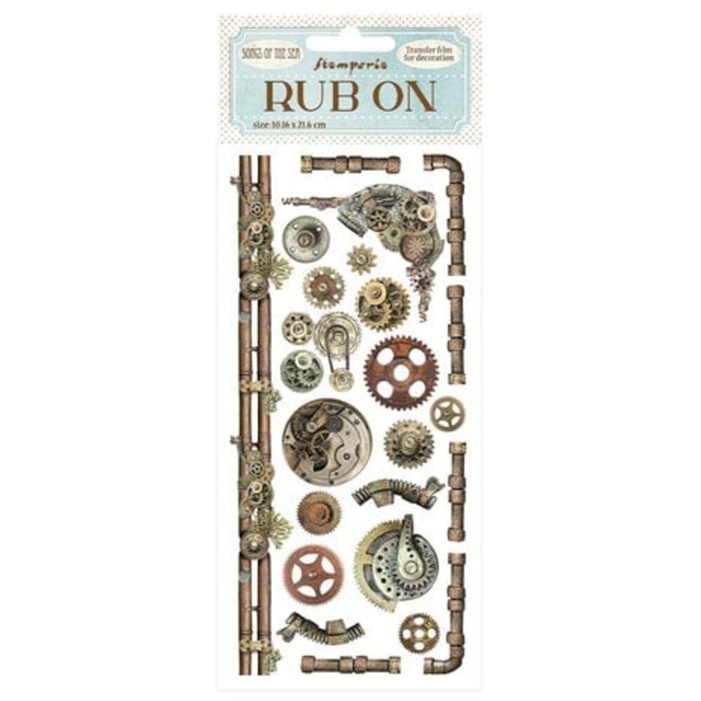 Stamperia Songs of the Sea Rub-On 4x8,5 Inch Mechanisms and Pipes (DFLRB48)