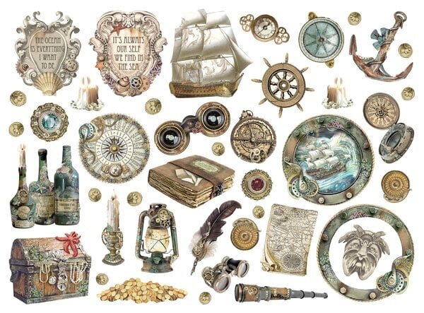 Stamperia Songs of the Sea Die Cuts Ship and Treasures (DFLDC85)