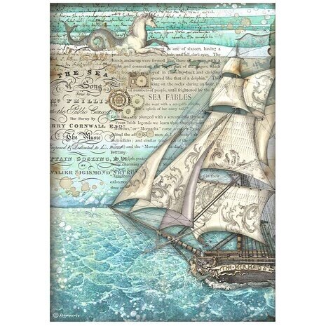 Stamperia Songs of the Sea Sailing Ship Rice Paper A4 (DFSA4811) Stamperia Songs of the Sea Sailing Ship Rice Paper A4 (DFSA4811)