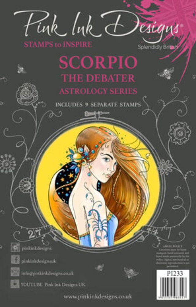 Pink Ink Designs Astrology Series Scorpio "The Debater" A5 Clear Stamps (PI233)