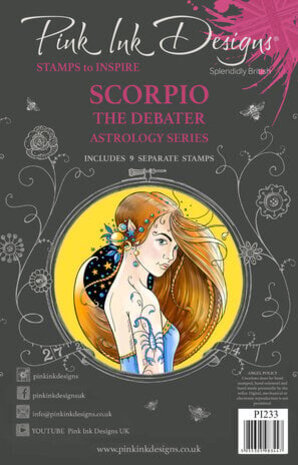 Pink Ink Designs Astrology Series Scorpio "The Debater" A5 Clear Stamps (PI233)