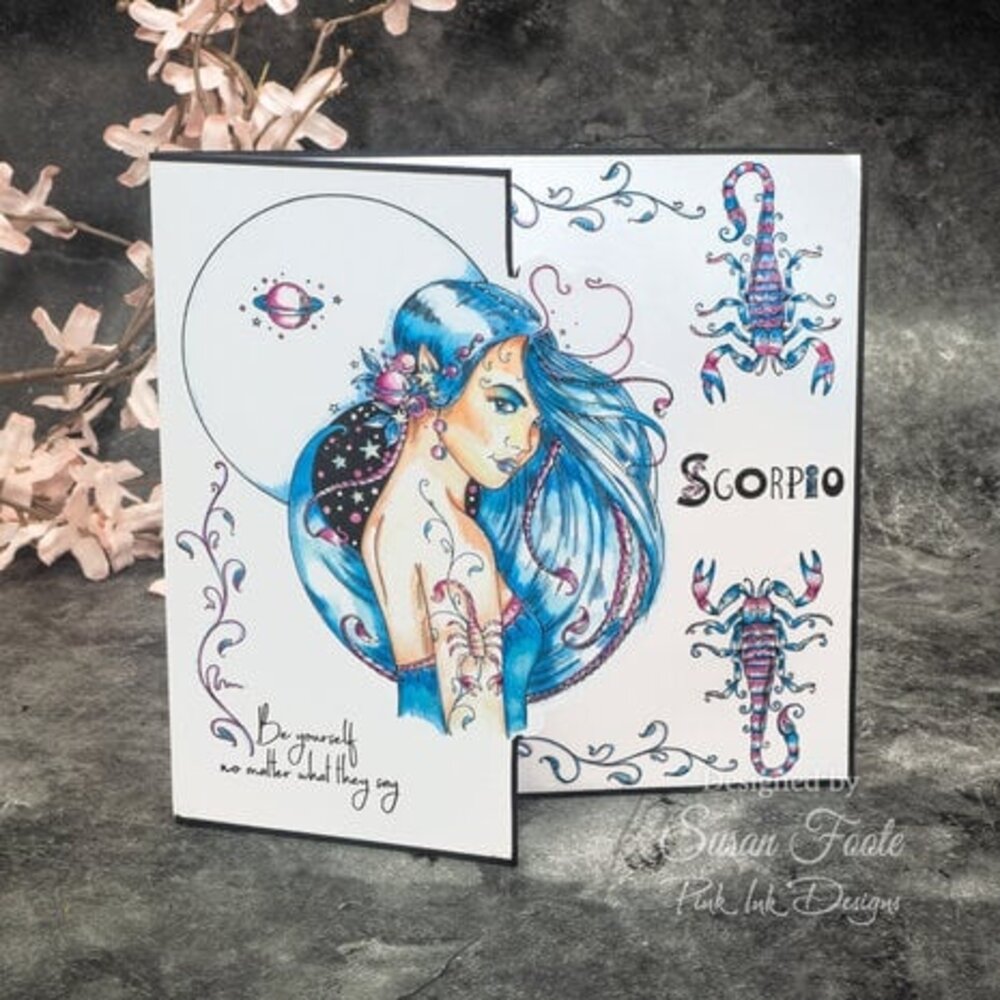 Pink Ink Designs Astrology Series Scorpio "The Debater" A5 Clear Stamps (PI233)