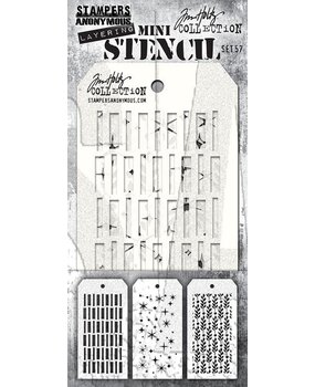 Stampers Anonymous Tim Holtz Mini Layering Stencil Set 57 (THMST057) Stampers Anonymous Tim Holtz Mini Layering Stencil Set 57 (THMST057)