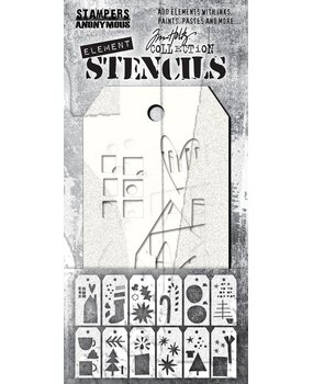 Stampers Anonymous Tim Holtz Festive Art Element Stencils (THEST005) Stampers Anonymous Tim Holtz Festive Art Element Stencils (THEST005)