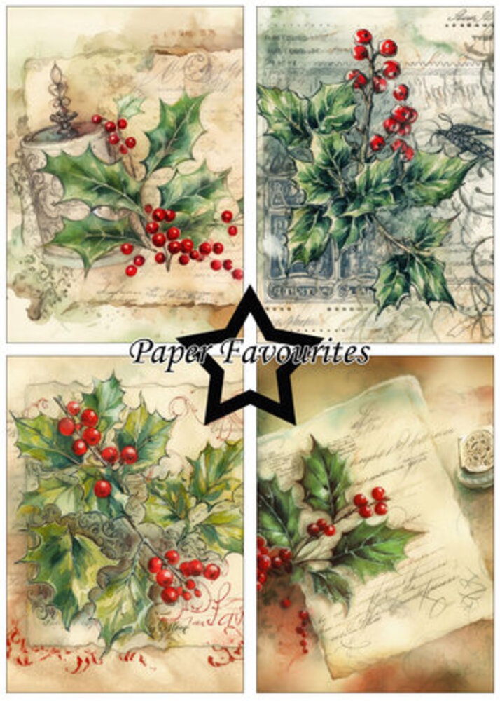 Paper Favourites Vintage Holly A5 Paper Pack (PFA106) Paper Favourites Vintage Holly A5 Paper Pack (PFA106)