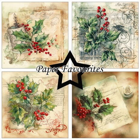Paper Favourites Vintage Holly 6x6 Inch Paper Pack (PF262)