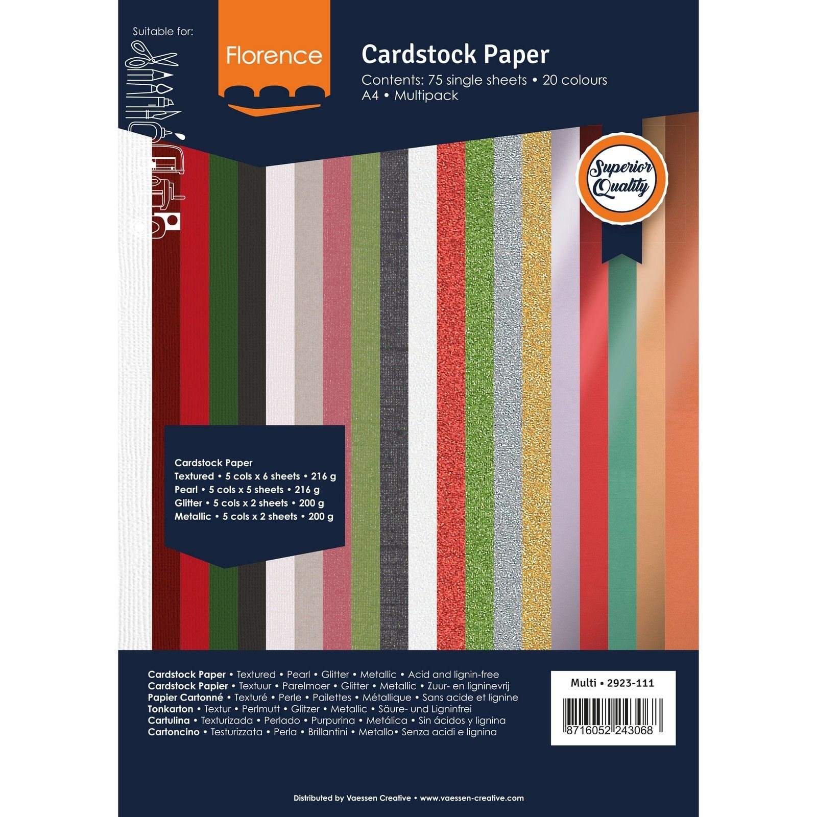 Vaessen Creative Lot De 5 Enveloppes Carrées Florence 9,5x9,5cm - Papier Kraft 120g - Pour Cartes De Vœux, Faire-part
