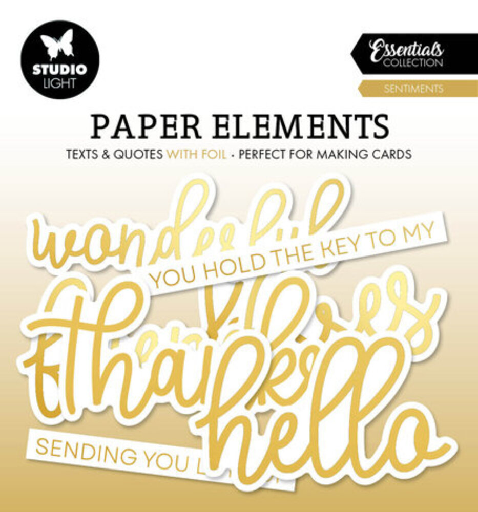 Studio Light Essentials Paper Elements Sentiments with Gold Foil (SL-ES-PE07)