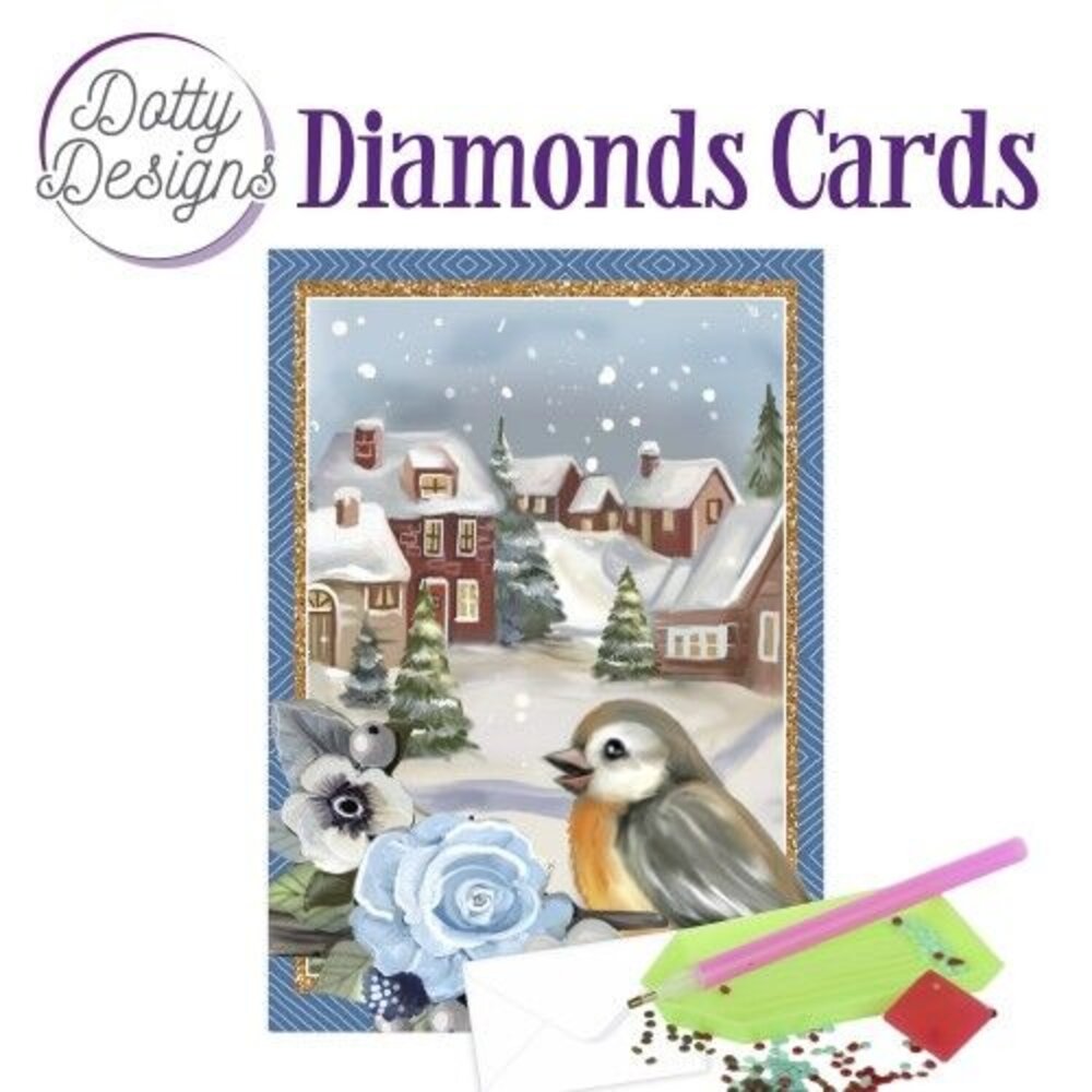 Find It Trading Diamond Cards Set Bird in a snowy Christmas Village (DDDC1160)