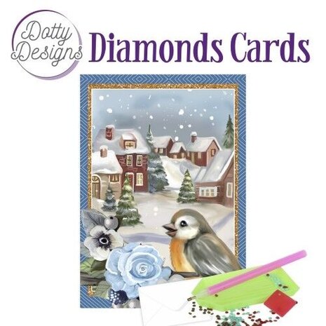 Find It Trading Diamond Cards Set Bird in a snowy Christmas Village (DDDC1160)