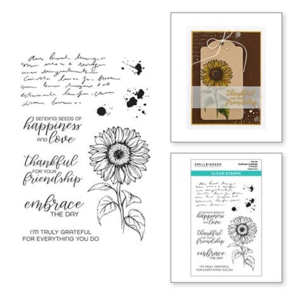 Spellbinders Serenade of Autumn Sunflower Greetings Clear Stamp (STP-213)