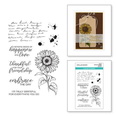 Spellbinders Serenade of Autumn Sunflower Greetings Clear Stamp (STP-213)
