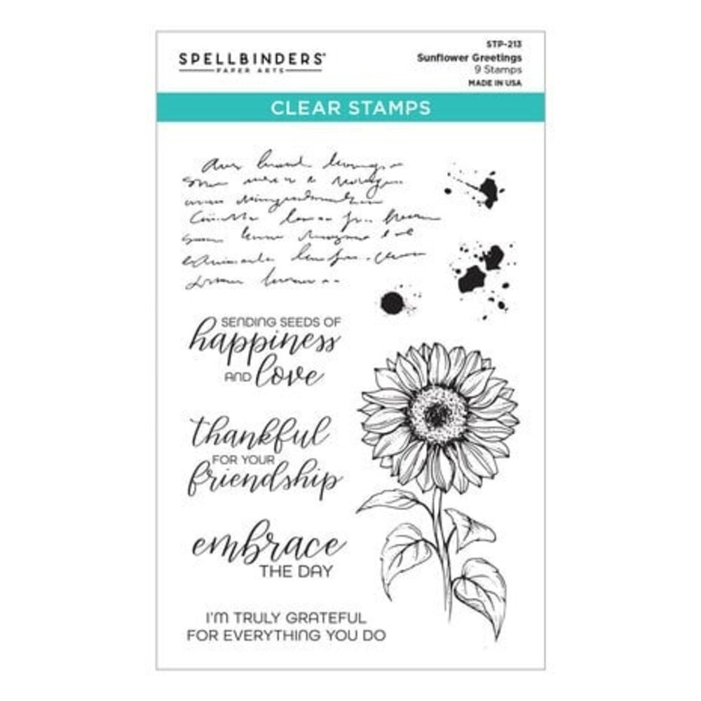 Spellbinders Serenade of Autumn Sunflower Greetings Clear Stamp (STP-213)