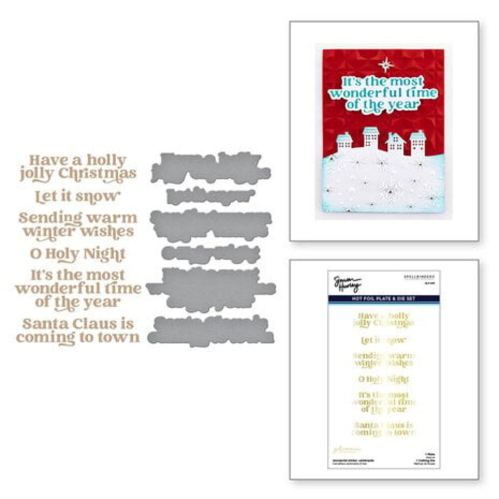 Spellbinders Simon's Snow Globes Wonderful Winter Sentiments Glimmer Hot Foil Plate & Die Set (GLP-433)