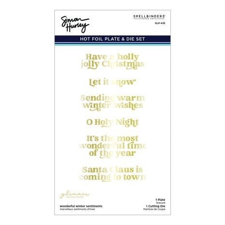 Spellbinders Simon's Snow Globes Wonderful Winter Sentiments Glimmer Hot Foil Plate & Die Set (GLP-433)