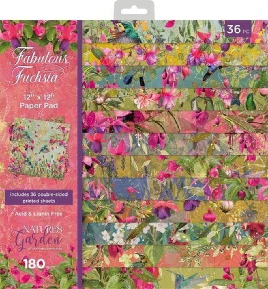 Crafter's Companion Fabulous Fuchsia 12x12 Inch Paper Pad (NGA-FF-PAD12) Crafter's Companion Fabulous Fuchsia 12x12 Inch Paper Pad (NGA-FF-PAD12)