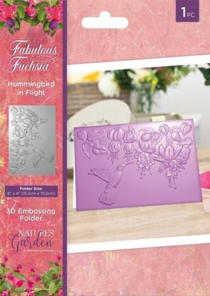 Crafter's Companion Fabulous Fuchsia 3D Embossing Folder Hummingbird in Flight (NGA-FF-3D-EF4-HIF) Crafter's Companion Fabulous Fuchsia 3D Embossing Folder Hummingbird in Flight (NGA-FF-3D-EF4-HIF)