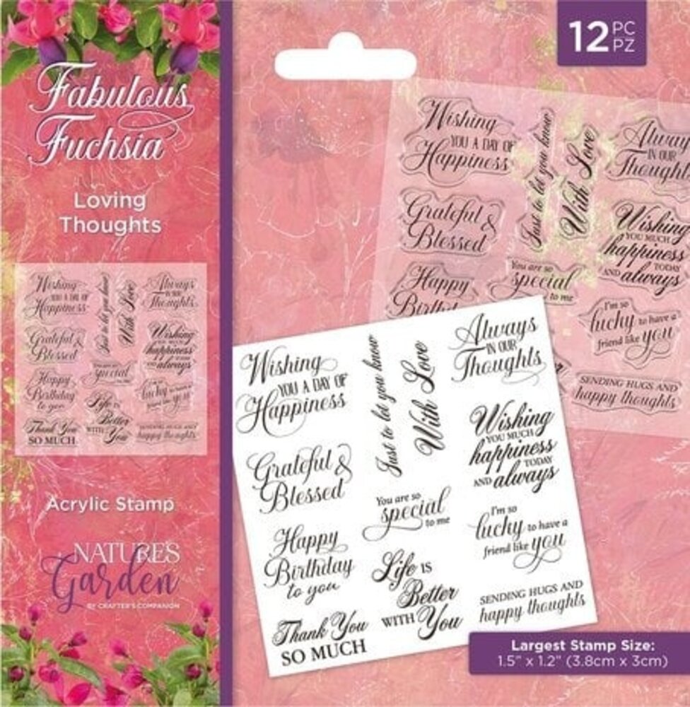 Crafter's Companion Fabulous Fuchsia Clear Stamps Loving Thoughts (NGA-FF-CA-ST-LT)