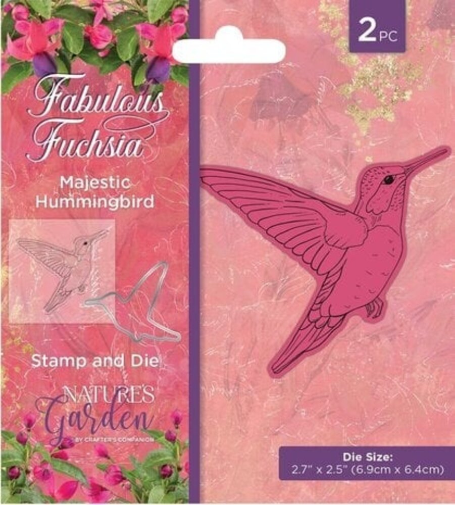 Crafter's Companion Fabulous Fuchsia Stamp & Die Majestic Hummingbird (NGA-FF-STD-MHUM) Crafter's Companion Fabulous Fuchsia Stamp & Die Majestic Hummingbird (NGA-FF-STD-MHUM)