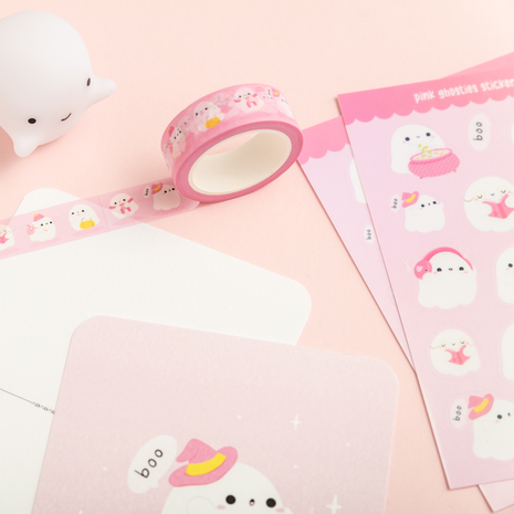 Little Lefty Lou Ghosts Pink Washi Tape (WT031) Little Lefty Lou Ghosts Pink Washi Tape (WT031)